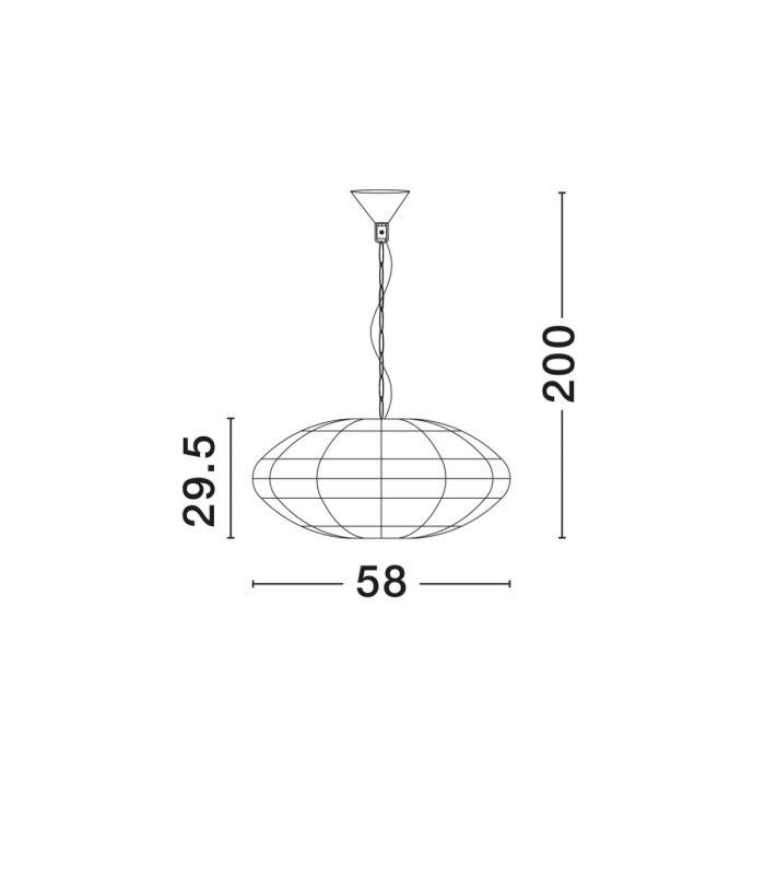 Bola 58cm Wire Frame Pendant Ceiling Light Natural E27 1x12W-7