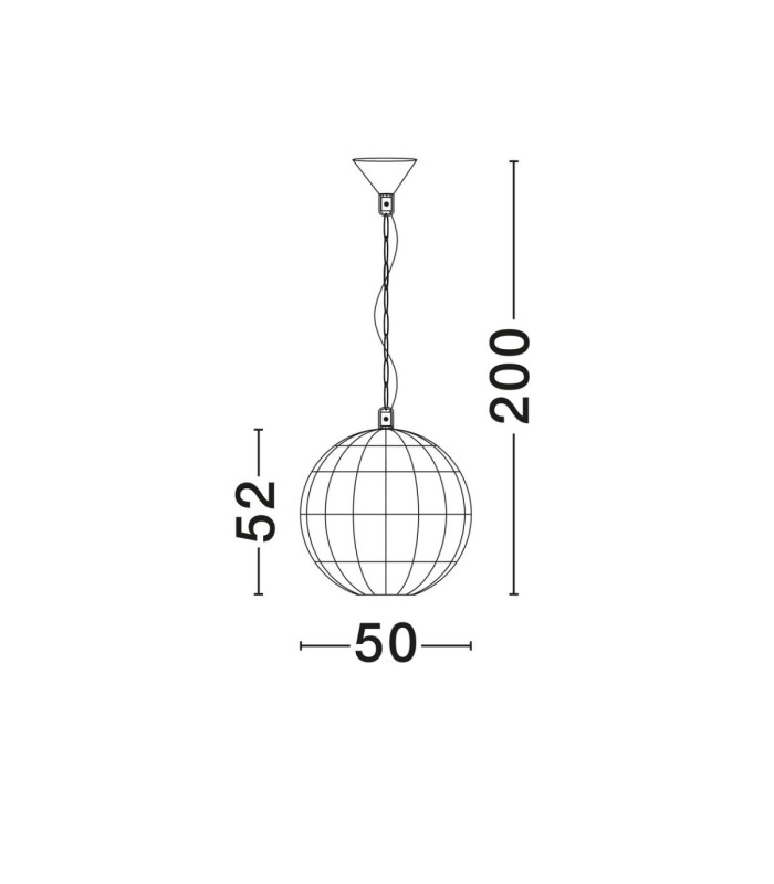 Bola 50cm Wire Frame Pendant Ceiling Light Natural E27 1x12W-9