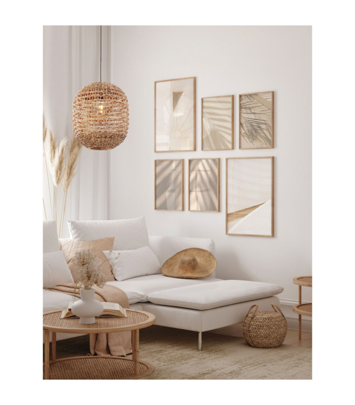 Bola 42cm Wire Frame Pendant Ceiling Light Natural E27 1x12W-2