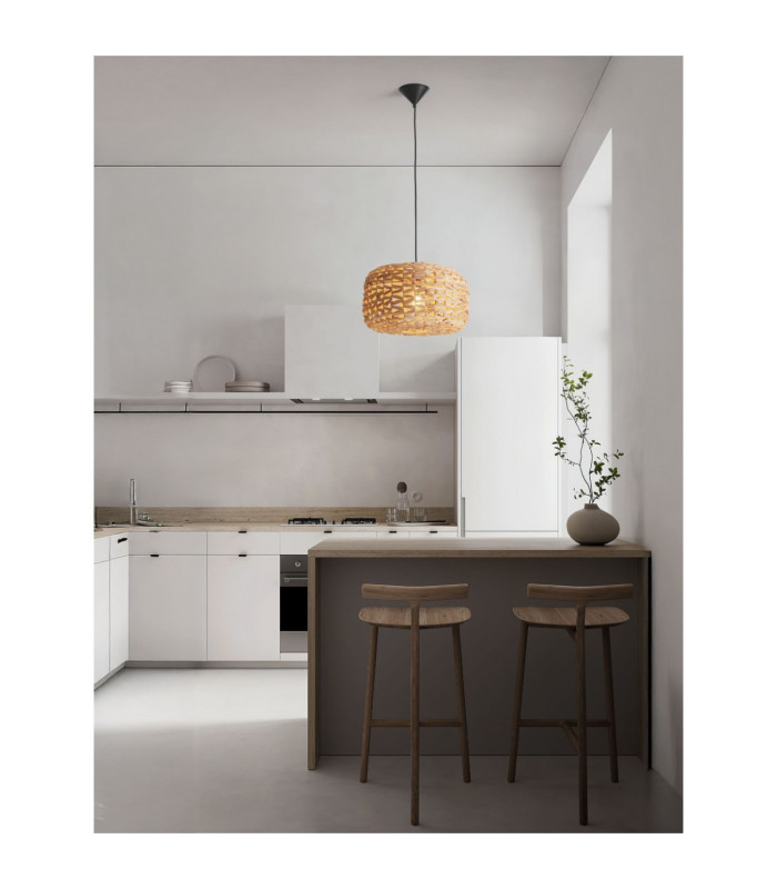 Ponn Wire Frame Pendant Ceiling Light Natural Sandy Black E27 1x12W-2