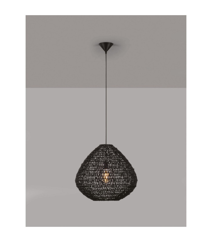 Melody Wire Frame Pendant Ceiling Light Black E27 1x12W-3