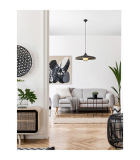 Capa Dome Pendant Ceiling Light Natural Black E27 1x12W-2