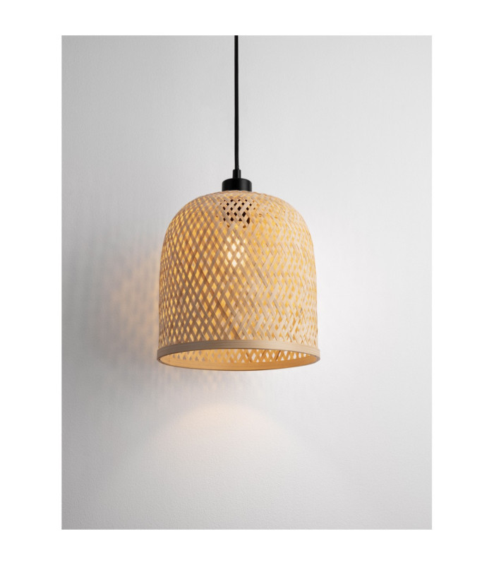 Intra Dome Pendant Ceiling Light Black Natural E27 1x12W-5