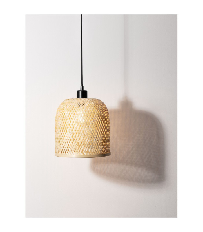 Intra Dome Pendant Ceiling Light Black Natural E27 1x12W-6
