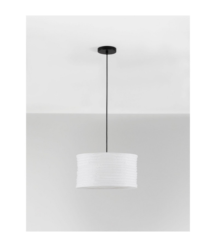 Linnet 38cm Cylindrical Pendant Ceiling Light White E27 1X12W-3