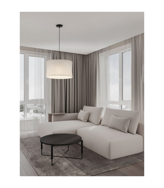 Linnet 50cm Cylindrical Pendant Ceiling Light White E27 1X12W-2