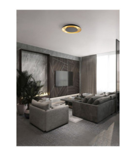 Epos Decorative Flush Ceiling Light Sandy Black Brushed Gold Triac Dimmable LED 38W 2200lm 2700-3000-4000K CCT-2