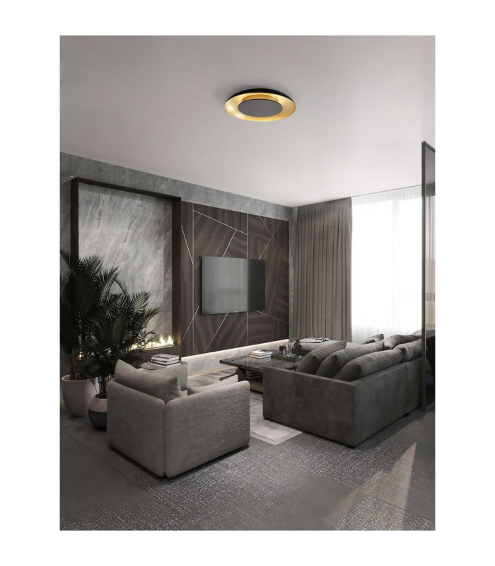 Epos Decorative Flush Ceiling Light Sandy Black Brushed Gold Triac Dimmable LED 38W 2200lm 2700-3000-4000K CCT-2