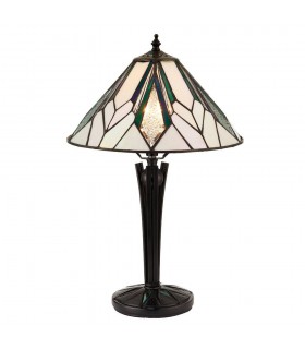 1 Light Small Table Lamp Black, Tiffany Style Glass, E14 - 1
