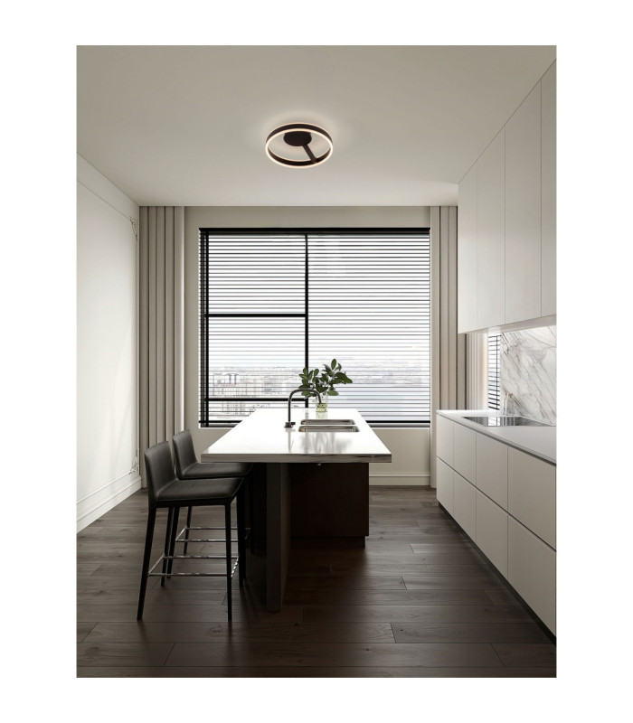 Bianco Integrated LED Semi Flush Ceiling Light Sandy Black Triac Dimmable LED 28W 1916lm 2700-3000-4000K CCT-2