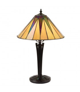 1 Light Small Table Lamp Black, Tiffany Style Glass, E14 - 1
