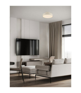 Noelia Bowl Semi Flush Ceiling Light Cream Triac Dimmable LED 27W 1224lm 3000K-2