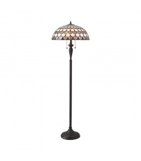 2 Light Floor Light Dark Bronze, Tiffany Glass, E27 - 1