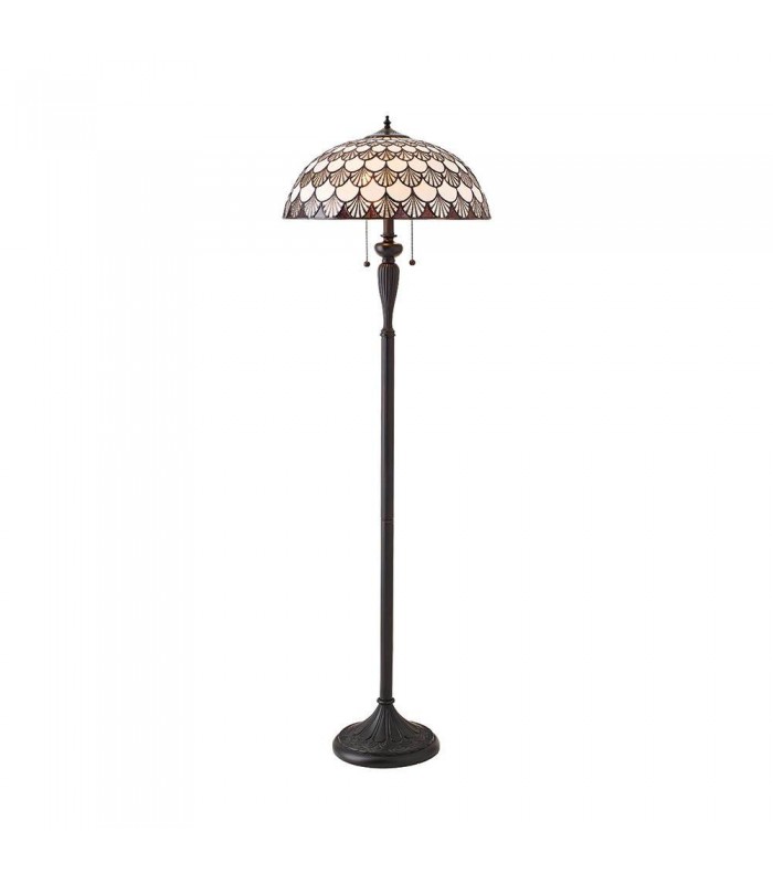 2 Light Floor Light Dark Bronze, Tiffany Glass, E27 - 1