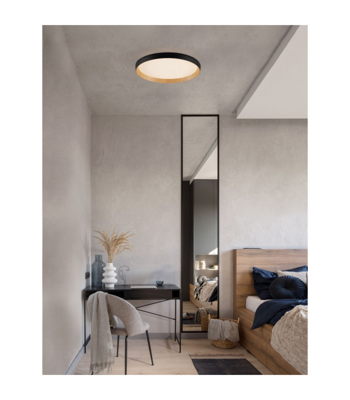 Vomos Flush Ceiling Light Sandy Black Wood Triac Dimmable LED 36W 3157lm 2700-3000-4000K CCT-2