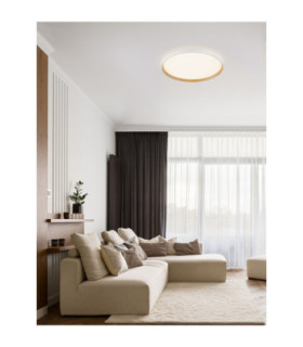 Vomos Flush Ceiling Light Sandy White Wood Triac Dimmable LED 55W 4760lm 2700-3000-4000K CCT-2