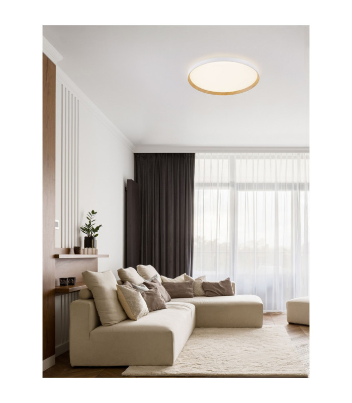 Vomos Flush Ceiling Light Sandy White Wood Triac Dimmable LED 55W 4760lm 2700-3000-4000K CCT-2