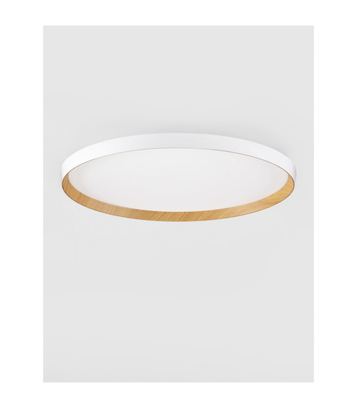 Vomos Flush Ceiling Light Sandy White Wood Triac Dimmable LED 55W 4760lm 2700-3000-4000K CCT-3