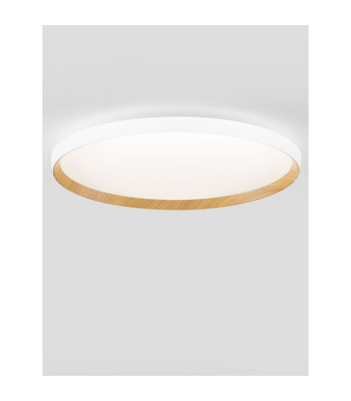 Vomos Flush Ceiling Light Sandy White Wood Triac Dimmable LED 55W 4760lm 2700-3000-4000K CCT-4