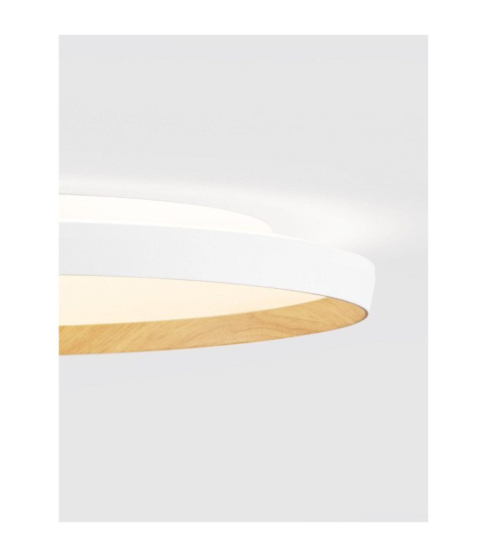 Vomos Flush Ceiling Light Sandy White Wood Triac Dimmable LED 55W 4760lm 2700-3000-4000K CCT-5