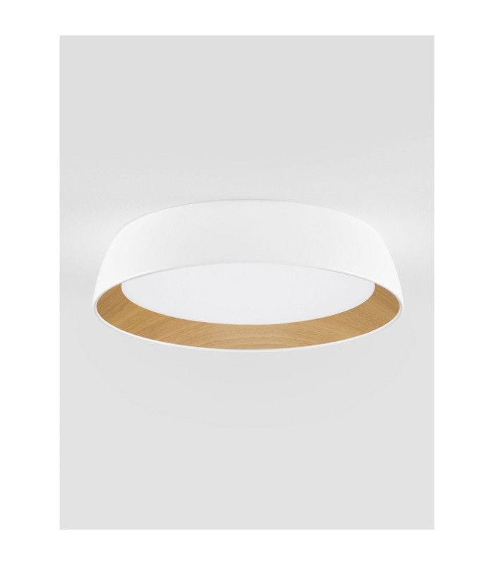 Sigi Flush Ceiling Light Sandy White Wood Triac Dimmable LED 40W 3081lm 3000K-3