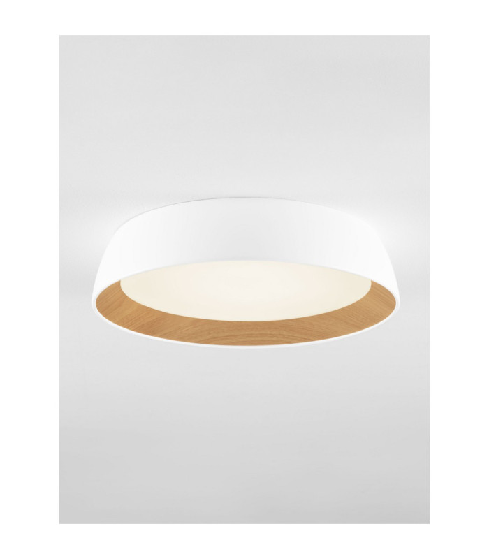 Sigi Flush Ceiling Light Sandy White Wood Triac Dimmable LED 40W 3081lm 3000K-4