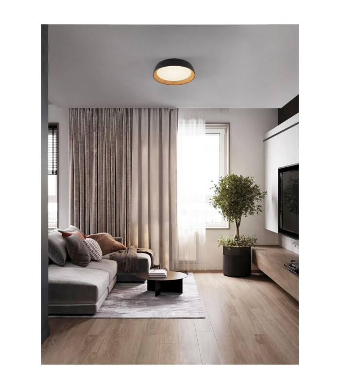 Sigi Flush Ceiling Light Sandy Black Wood Triac Dimmable LED 40W 3081lm 3000K-2