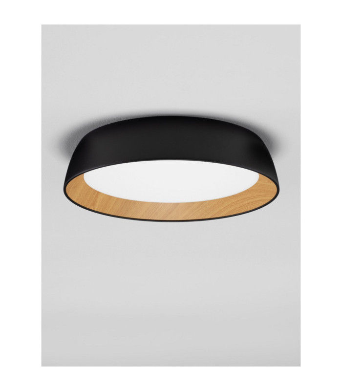 Sigi Flush Ceiling Light Sandy Black Wood Triac Dimmable LED 40W 3081lm 3000K-3