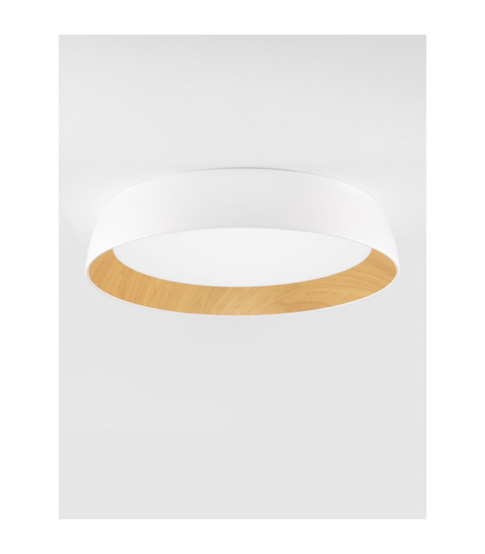 Sigi Flush Ceiling Light Sandy White Wood Triac Dimmable LED 50W 4201lm 3000K-3