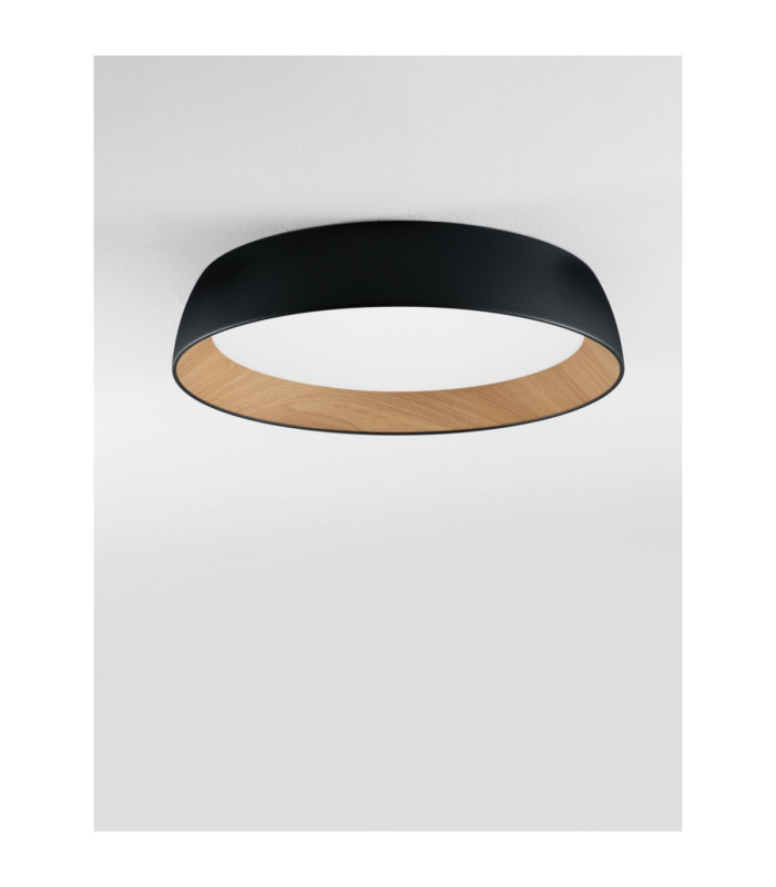 Sigi Flush Ceiling Light Sandy Black Wood Triac Dimmable LED 50W 4201lm 3000K-3