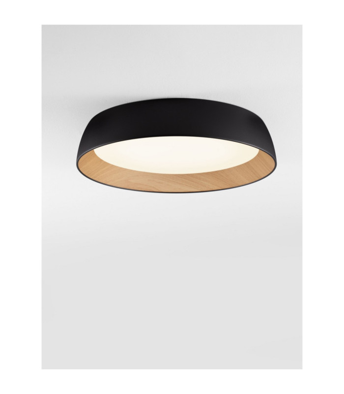 Sigi Flush Ceiling Light Sandy Black Wood Triac Dimmable LED 50W 4201lm 3000K-4