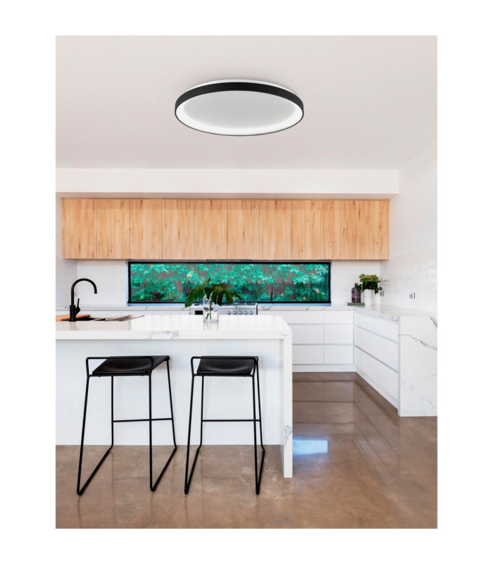 Pertino Integrated LED Semi Flush Ceiling Light Sandy Black Triac Dimmable LED 50W 3134lm 2700K-2
