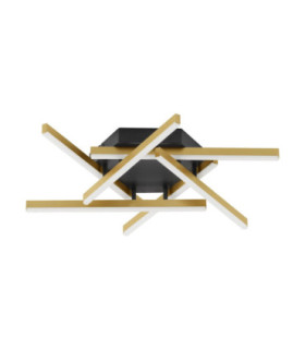 Hyde Integrated LED Semi Flush Ceiling Light Brushed Gold Black Triac Dimmable LED 38W 1993lm 3000K-1