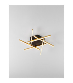 Hyde Integrated LED Semi Flush Ceiling Light Brushed Gold Black Triac Dimmable LED 38W 1993lm 3000K-2
