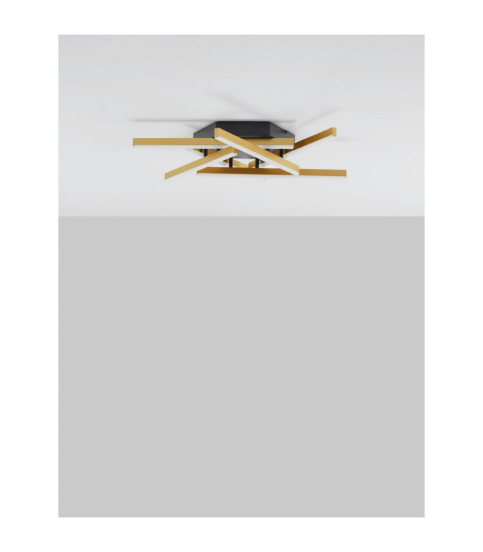 Hyde Integrated LED Semi Flush Ceiling Light Brushed Gold Black Triac Dimmable LED 38W 1993lm 3000K-3
