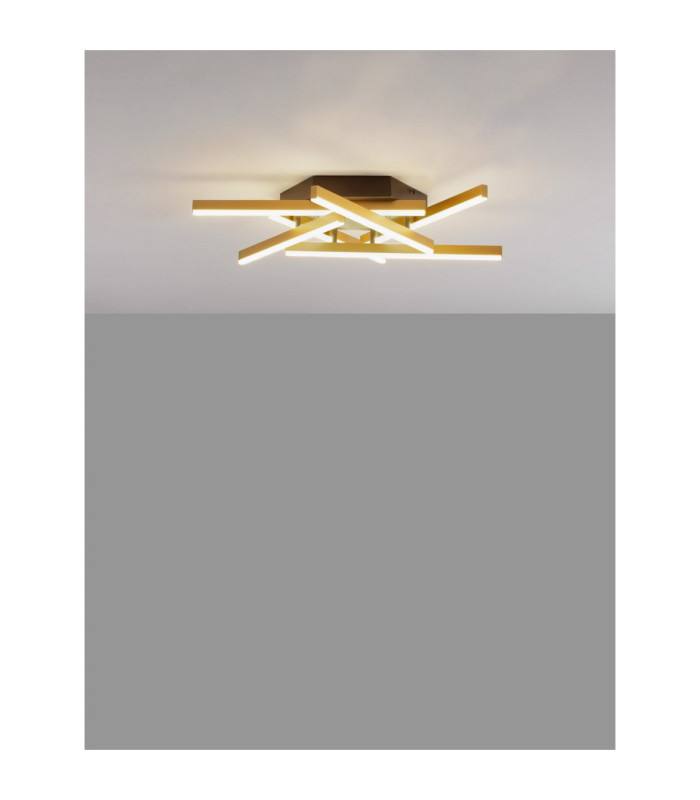 Hyde Integrated LED Semi Flush Ceiling Light Brushed Gold Black Triac Dimmable LED 38W 1993lm 3000K-4