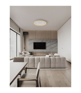 Figin Integrated LED Semi Flush Ceiling Light Sandy Gold Dimmable LED 49W 2771lm 2700 -5000K CCT Remote Control-2