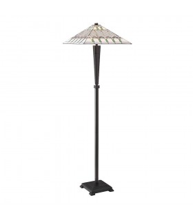2 Light Floor Light Dark Bronze, Tiffany Glass, E27 - 1