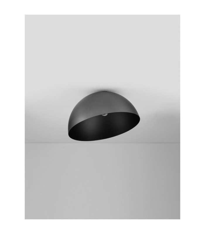 Onia 50cm Bowl Semi Flush Ceiling Light Dark Grey Sandy Black E27 1x12W-3