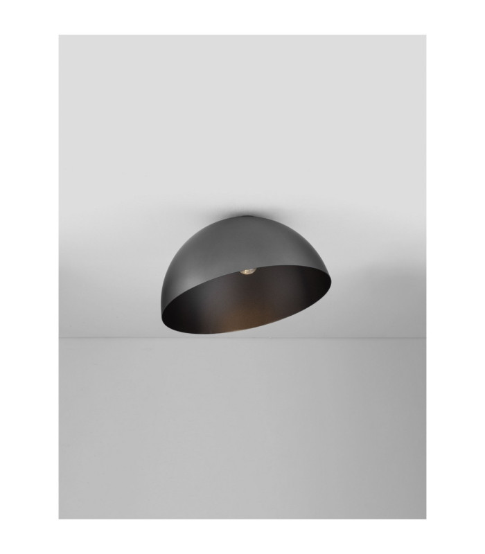 Onia 50cm Bowl Semi Flush Ceiling Light Dark Grey Sandy Black E27 1x12W-4