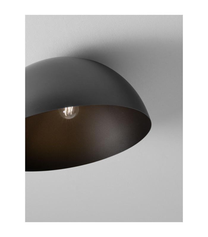 Onia 50cm Bowl Semi Flush Ceiling Light Dark Grey Sandy Black E27 1x12W-6