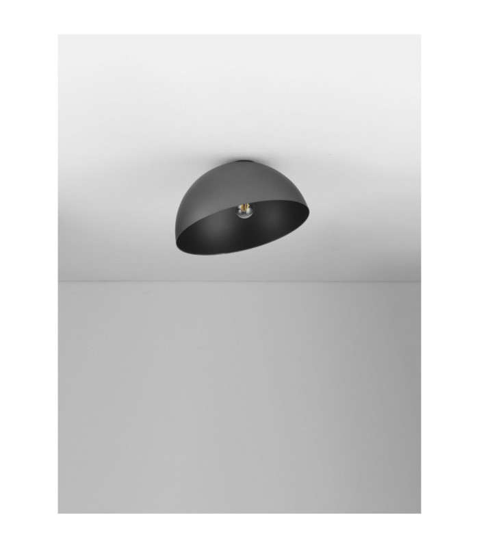 Onia 40cm Bowl Semi Flush Ceiling Light Dark Grey Sandy Black E27 1x12W-3