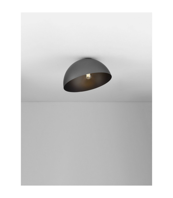 Onia 40cm Bowl Semi Flush Ceiling Light Dark Grey Sandy Black E27 1x12W-4