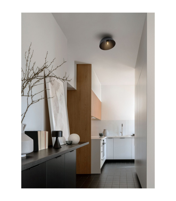 Onia 30cm Bowl Semi Flush Ceiling Light Dark Grey Sandy Black E27 1x12W-2