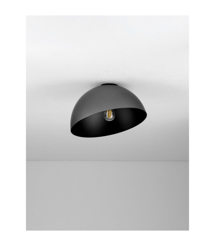 Onia 30cm Bowl Semi Flush Ceiling Light Dark Grey Sandy Black E27 1x12W-3