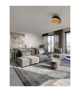 Onia 50cm Bowl Semi Flush Ceiling Light Sandy Black Gold E27 1x12W-2