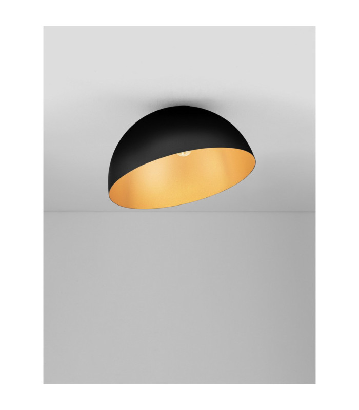 Onia 50cm Bowl Semi Flush Ceiling Light Sandy Black Gold E27 1x12W-4
