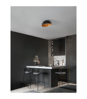 Onia 40cm Bowl Semi Flush Ceiling Light Sandy Black Gold E27 1x12W-2