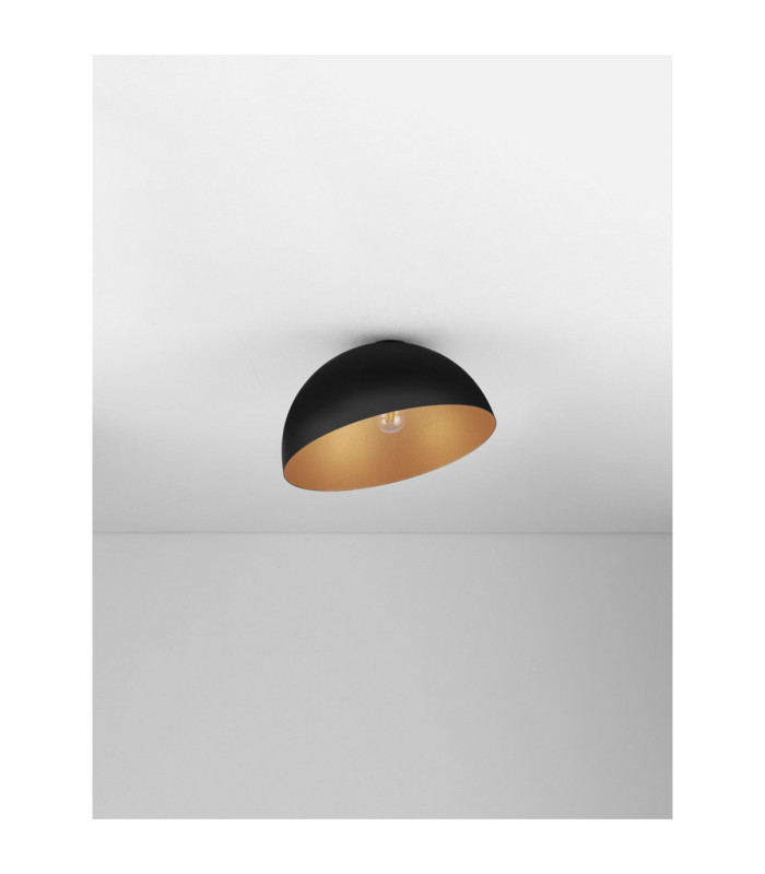 Onia 40cm Bowl Semi Flush Ceiling Light Sandy Black Gold E27 1x12W-3