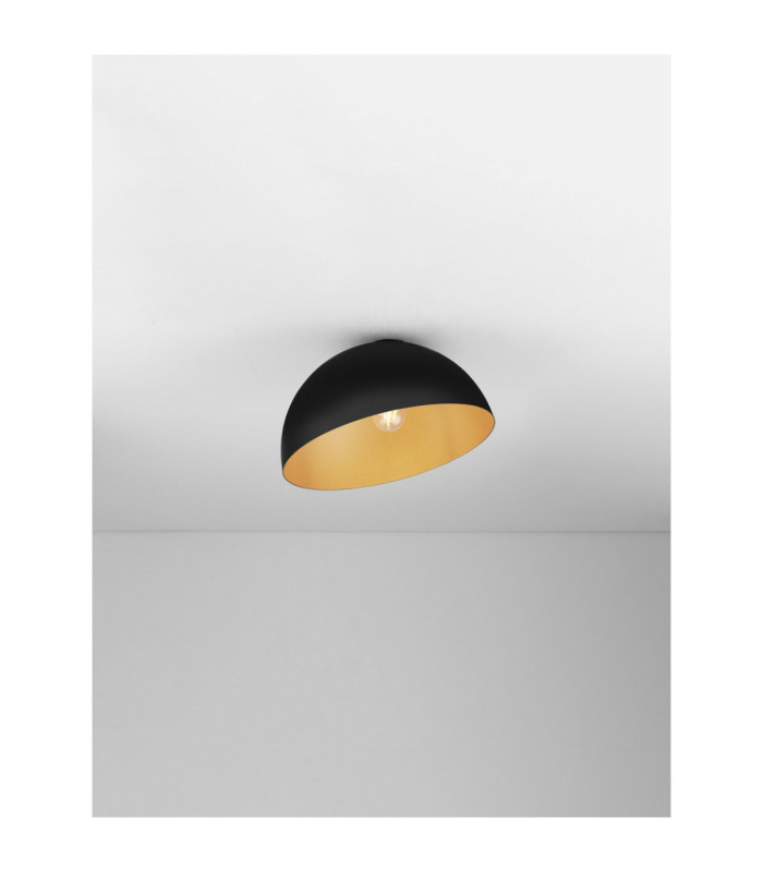 Onia 40cm Bowl Semi Flush Ceiling Light Sandy Black Gold E27 1x12W-4